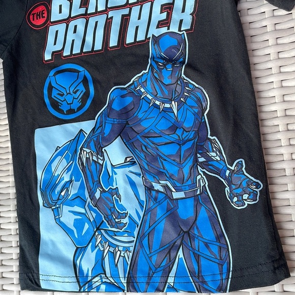 KIDS- Kid Black Panther Tee Shirt Size 4 - Picture 3 of 8